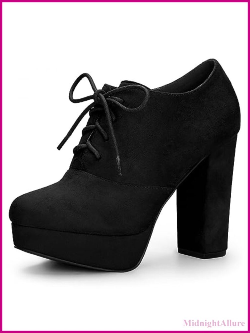 Faux Suede Platform Chunky Heel Lace Up Ankle Booties